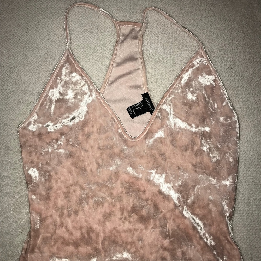 pink velvet v neck tank top
